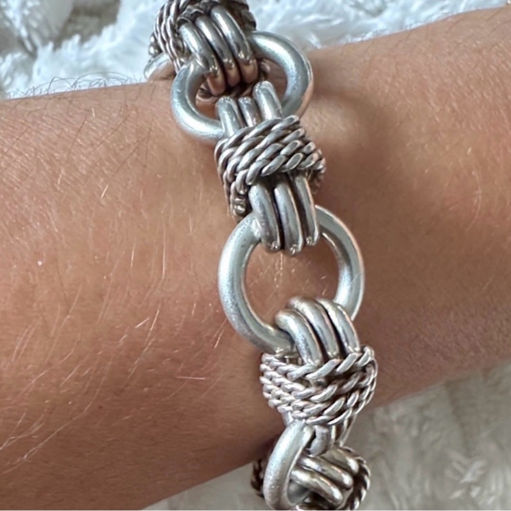 925 Sterling Silver Textured Link Bracelet